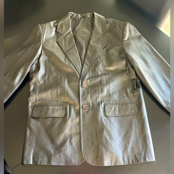 Black Genuine Lamb Leather Jacket Roundtree & Yorke Size XL -coat men lined - Picture 2 of 16